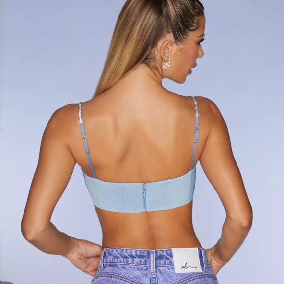 Oh Polly Embellished Strap Crop Top in Blue - Picture 5 of 5
